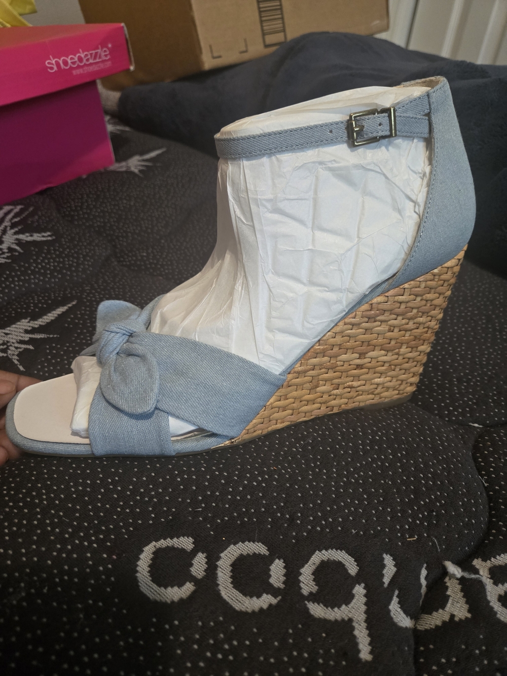 Jessica Simpson Light Blue Knotted Espadrille Wedges - Picture 3 of 5